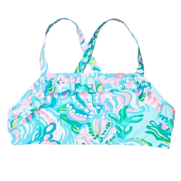 Lilly Pulitzer Girls Size 14 Caia Bikini Top Blue Izba Aqua la Vista - Picture 6 of 6